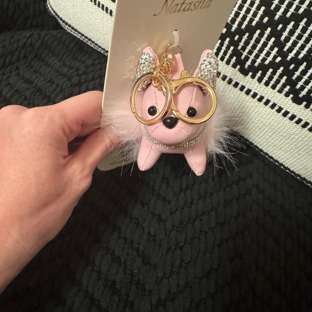 Natasha Culture Frenchie Pink Bag charm NWT - Picture 5 of 7
